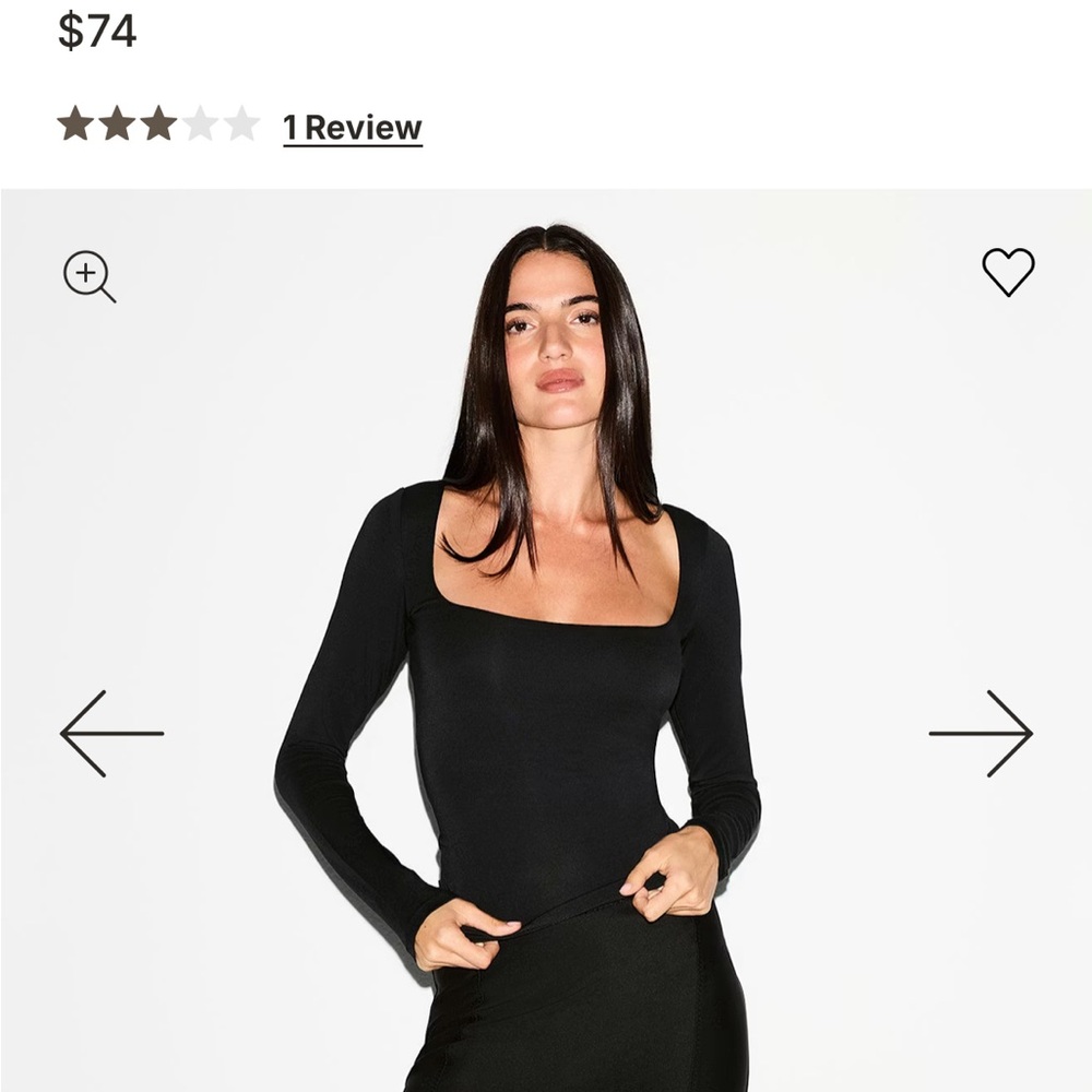 Skims smooth layers square neck long sleeve top xs